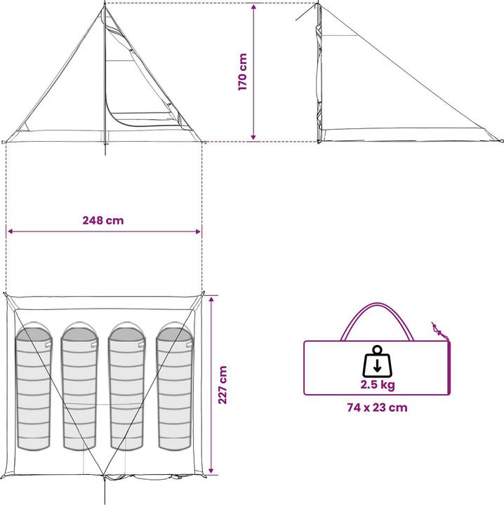 Produktbild vidaXL Campingzelt (2.45 kg, 4 Personen)