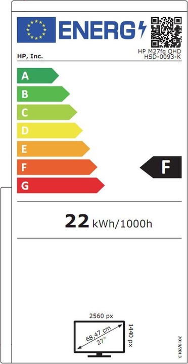 Energie-Label HP M27fq (2560 x 1440 Pixel, 27")