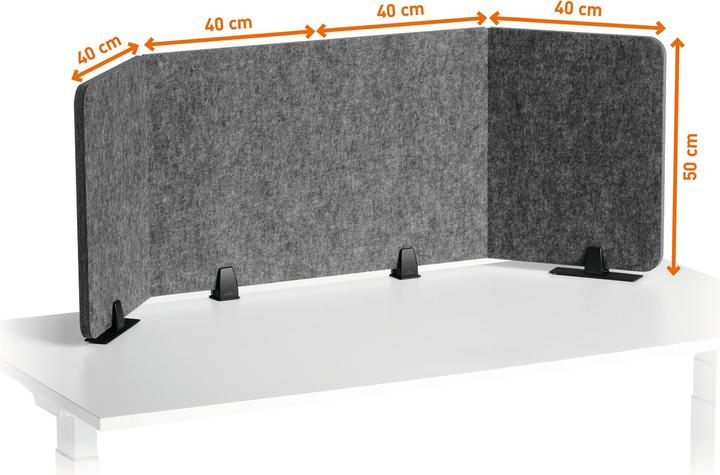 Actual product image Durable Tischtrennwand faltbar 1.60m PET-Filz/50cm Sichtschutzhöhe (160 x 50 cm)