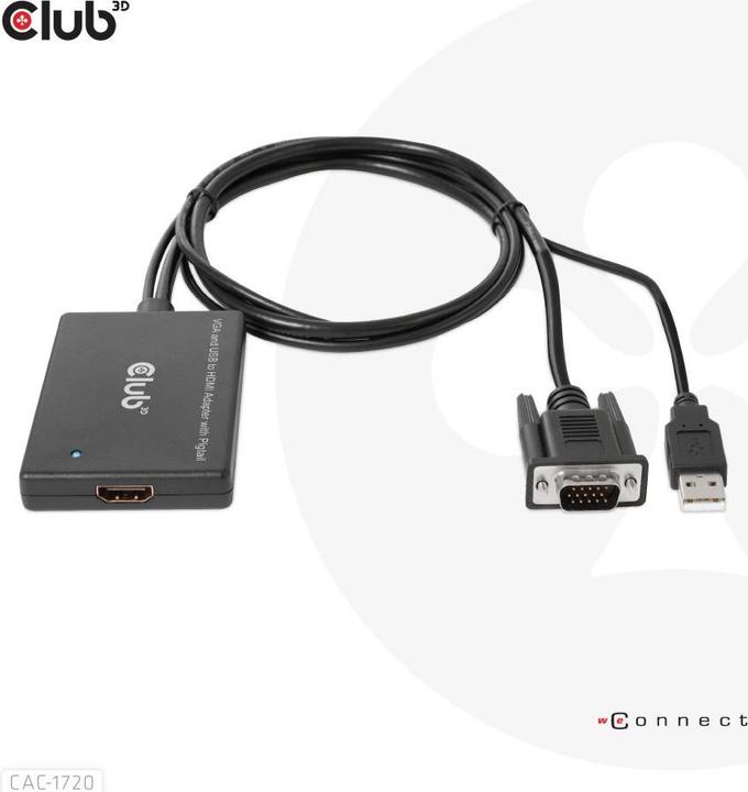 Produktbild Club 3D Club3D Adapter VGA + USB-A > HDMI St/Bu (HDMI, USB, VGA, 60 cm)