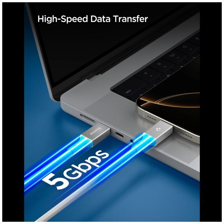 Produktbild Spigen Kabel EB10015CC Essential USB-C 100W 1.5m biały (1.50 m, USB 3.2 Gen 1, 100 W)