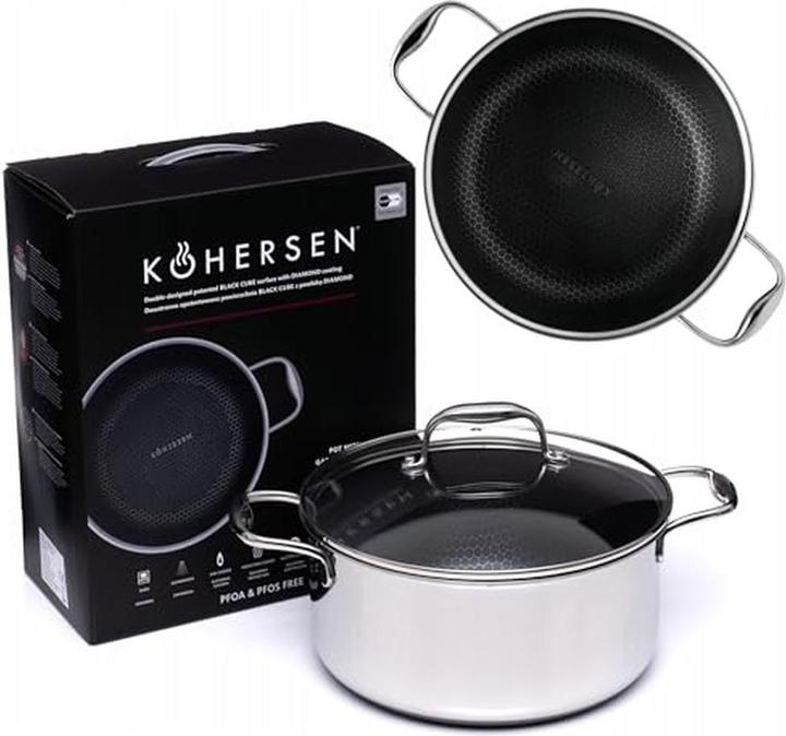 Image du produit Kohersen Garnek z pokrywką Black Cube 24cm (24 cm, Casserole, Aluminium, Acier inoxydable)