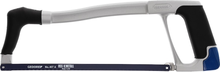 Gedore Hacksaw, bi-metal saw blade No. 407 A, lightweight die-cast aluminium, silver/black/blue