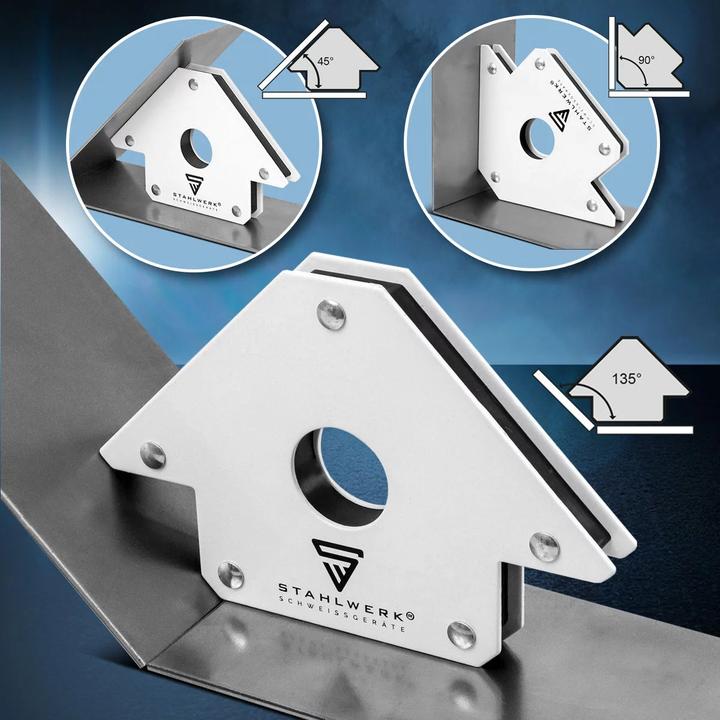 Produktbild Stahlwerk 4 x Magnet-Schweisswinkel 45° x 90° x 135°, 22,6 kg / 50 lbs 4er Set