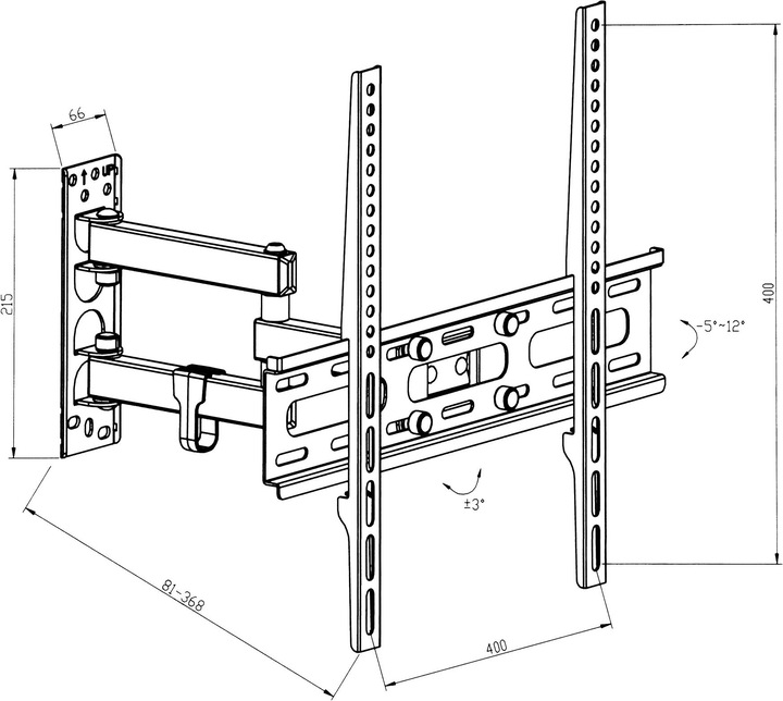 Produktbild tectake TVWandhalterung (Wand, 55", 50 kg)