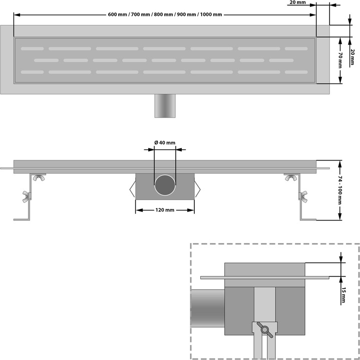 Produktbild tectake Duschrinne (70 mm)