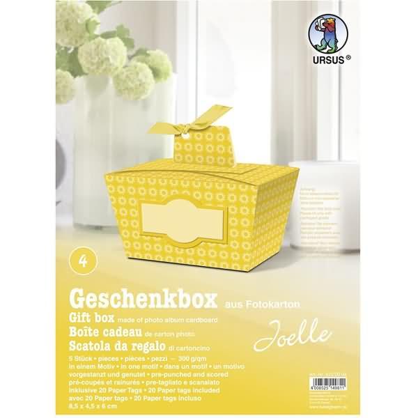 Thumbnail - Ursus, Geschenkverpackung, Geschenkbox Joelle gelb 8,5x4,5x6cm VE=5 Stück Motiv: 04 (Geschenkbox, 5 x)