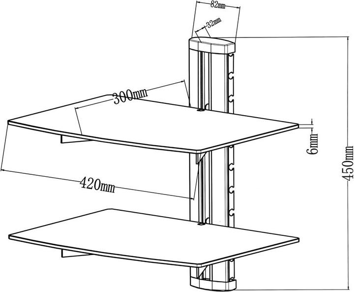 Produktbild tectake Wandregal (42 x 34 x 44 cm)