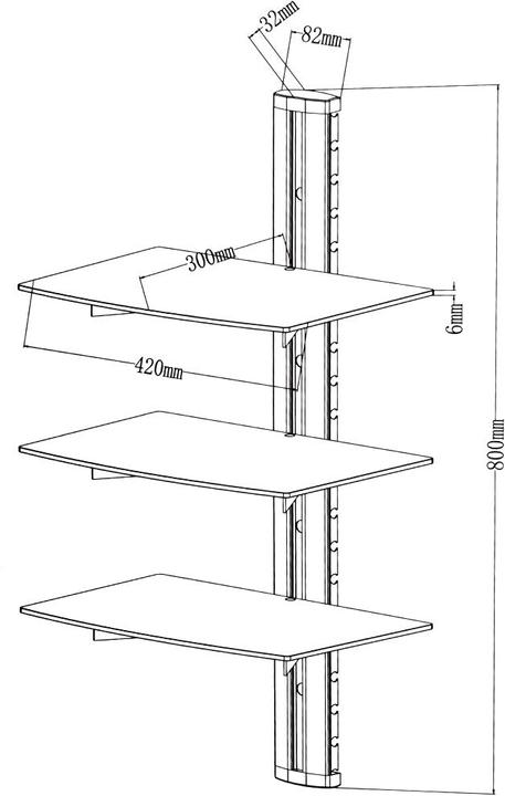 Produktbild tectake Wandregal (80 x 42 x 33 cm)