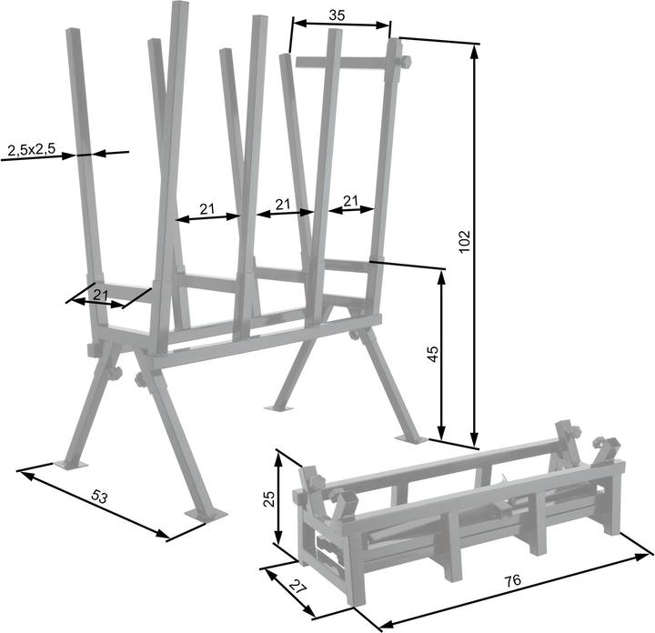 Actual product image tectake Wood sawhorse (53 cm, 76 cm)