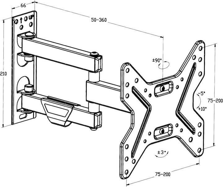 Produktbild tectake TV Wandhalterung (Wand, 42", 25 kg)