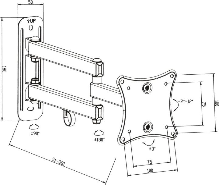 Produktbild tectake 4x TV Wandhalterung (Wand, 20 kg, 10" - 24")