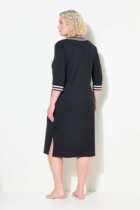 Image du produit Ulla Popken Chemise de nuit avec bordure fantaisie – col en V et manches 3/4 (50, 52)