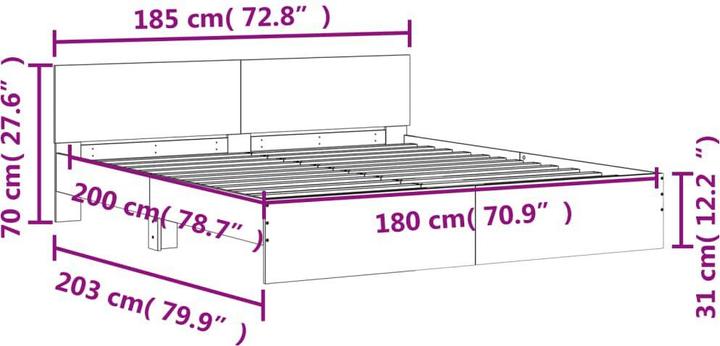 Produktbild vidaXL Bettgestell (180 x 200 cm)