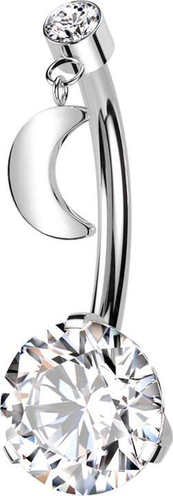 Produktbild Star Piercing Threadless Banane silber Zylinder silber Kristall silber Anhänger Mond und Kristall silber gefasst (ohne Messing, Titan G23)
