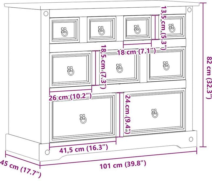 Produktbild vidaXL Kommode (101 x 45 x 82 cm)