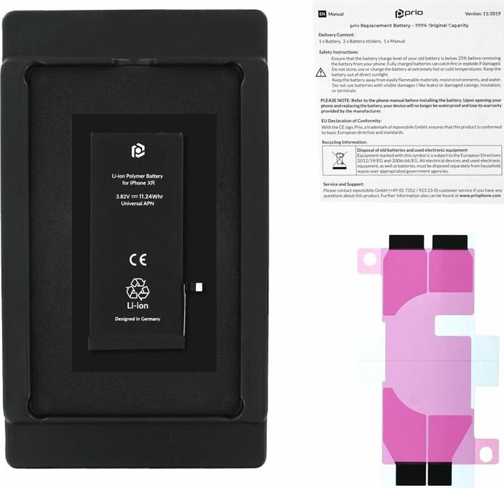 Actual product image prio Battery for Apple iPhone XR (Universal APN) (Rechargeable battery, Apple iPhone XR)