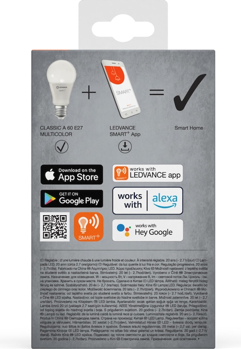 Actual product image Ledvance Smart+ Wifi Classic (E27, 9 W, 806 lm, 1 x, F)