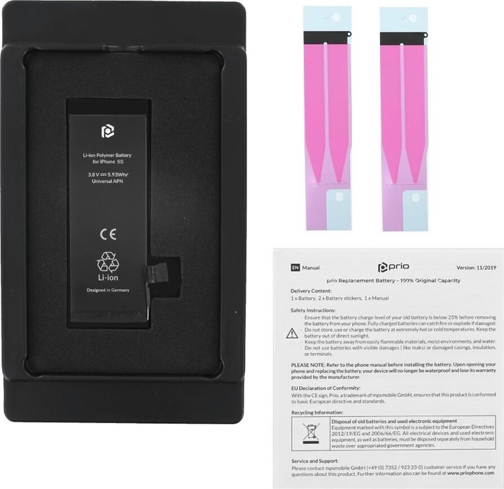 Actual product image prio Battery for iPhone 5s (Universal APN)