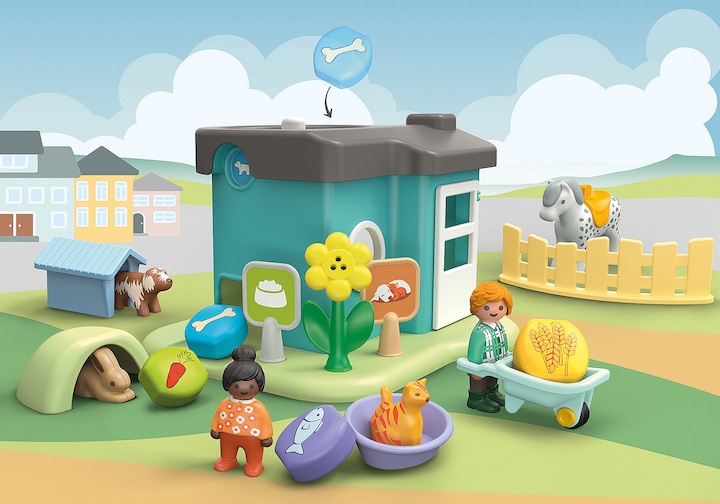Produktbild Playmobil 71136 1.2.3: Tierpension mit Futterspender (71136, Playmobil 1.2.3)