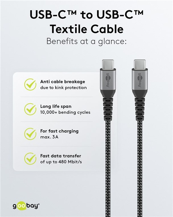 Image du produit Goobay USB C – USB C (1 m, USB 2.0)