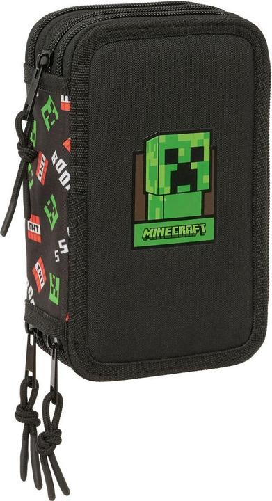 Minecraft Dreifaches Federmäppchen Schwarz 12,5 x 19,5 x 5,5 cm 37 Stücke