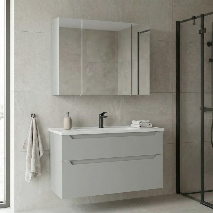 Produktbild Homitis Messina 100 v2 Bathroom Cabinet With Sink & Mirror Set (2 Pieces)
