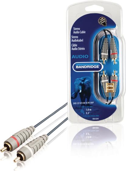 Actual product image Bandridge BLUE Stereo RCA Cable (1 m, Cinch)