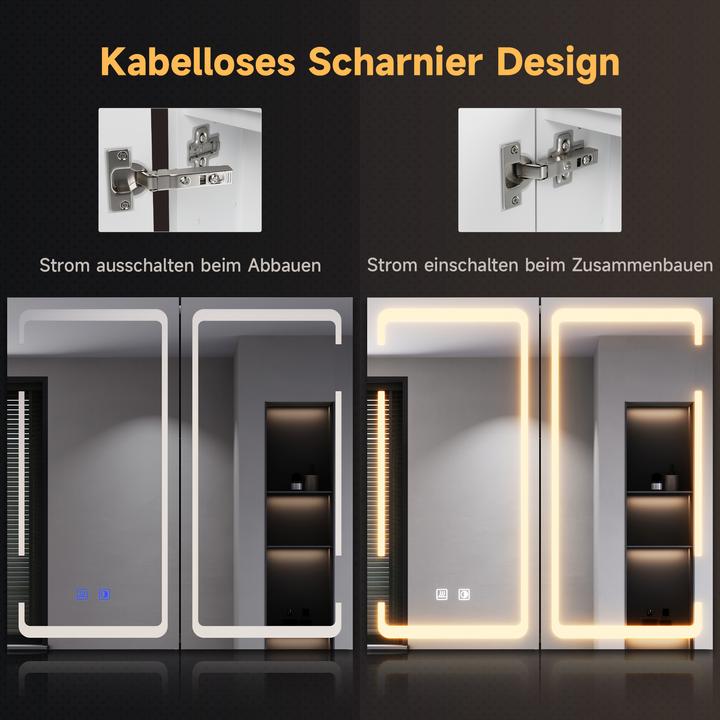 Produktbild SONNI quadratischer Badezimmerspiegel, Aufbewahrungsspiegel, 60 x 60 cm, Wandmontage aus Edelstahl (60 x 60 x 100 cm)