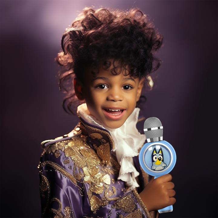 Actual product image OTL Children's LED karaoke microphone with micro SD card slot and funny voice distorter, long running