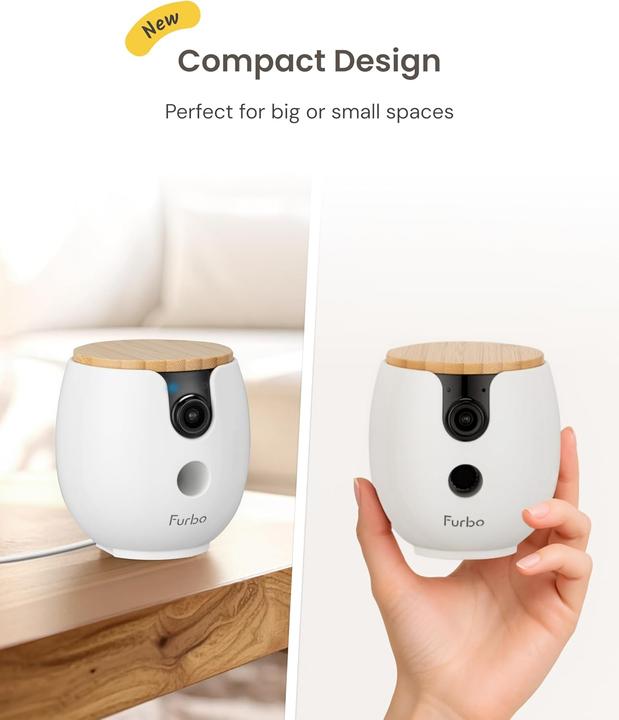 Produktbild Furbo Mini 360 Pet Kamera mit Leckerliausgabe & App-Steuerung (1920 x 1080 Pixels)