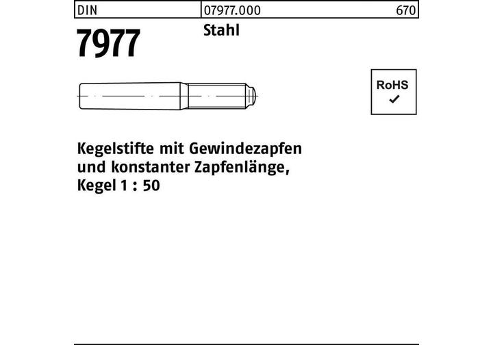 Actual product image Taper pin DIN 7977 threaded pin 6x 55 steel taper 1:50 10 pcs.