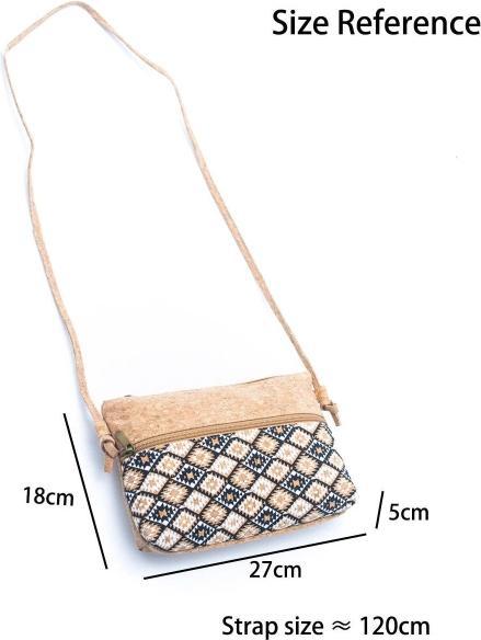 Actual product image MB Cork Damen-Umhängetasche aus Kork mit ethnischem Aufdruck