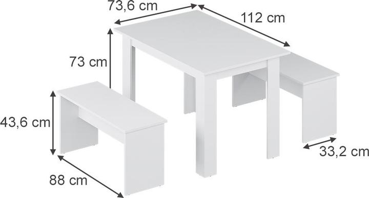 Immagine prodotto Vicco Set Sentio con 2 panche (110 x 70 cm)