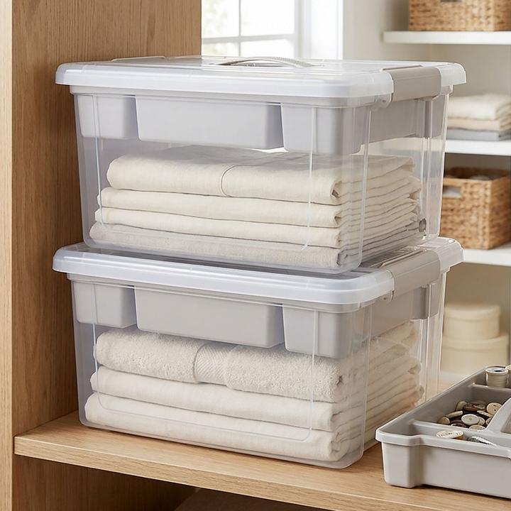 Image du produit Storage Solutions 2er-Set Grosse Aufbewahrungsbox 16L mit Organizer & Deckel, transparent, stabil (29.20 cm, 16 l, 2x)
