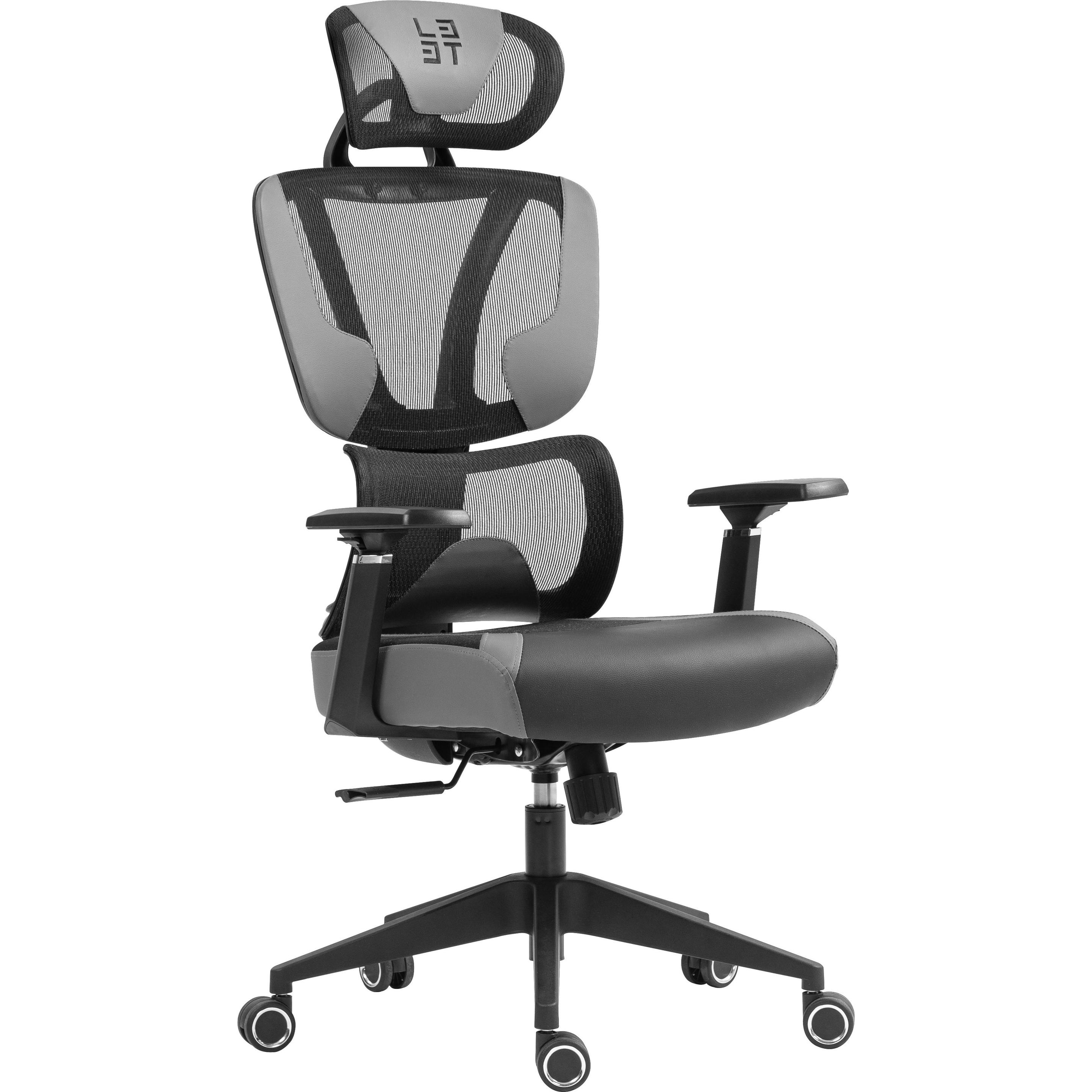 Deltaco Gaming L33T Gaming Chair Fuzionx Ergo Chair In Mesh Fabric And Pu, Sedia gaming, Nero, Grigio