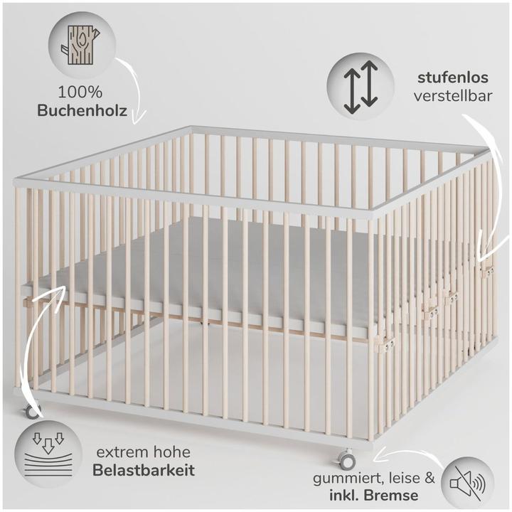 Image du produit Sämann Parc Premium avec barreaux amovibles (120 cm, 120 cm, Hêtre)