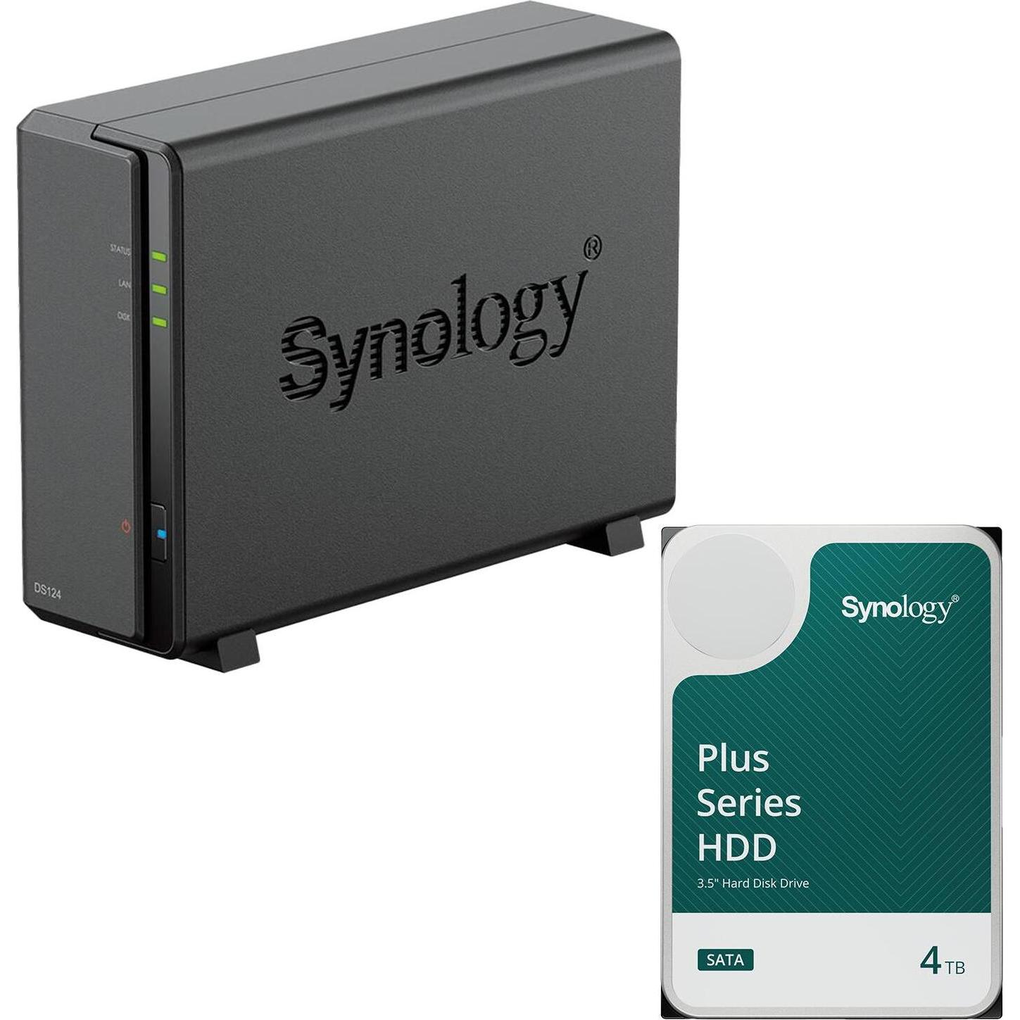 Synology DiskStation DS124 1 Einschub NAS-Server Leergehäuse + 1x Plus 3.5"" SATA 6Gb/s... (1 x 4 TB