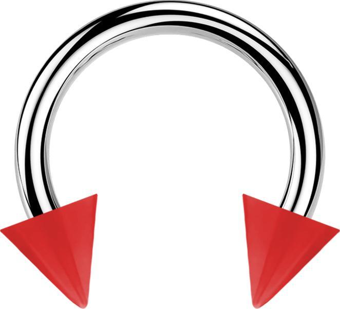 Produktbild Star Piercing Micro Circular Barbell silber mit zwei Cones rot (ohne Messing, Chirurgenstahl 316L, Kunststoff)