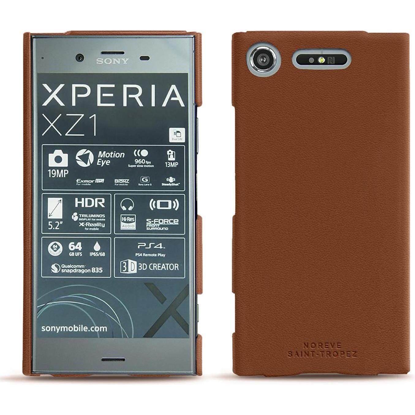 Noreve Lederschutzhülle (Sony Xperia XZ1), Smartphone Hülle, Braun
