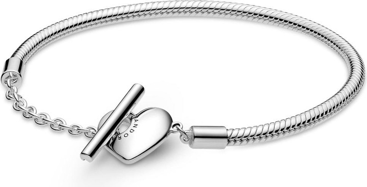 Immagine prodotto Pandora Bracciale cuore con catena di serpente a T-bar (17 cm, Argento 925)