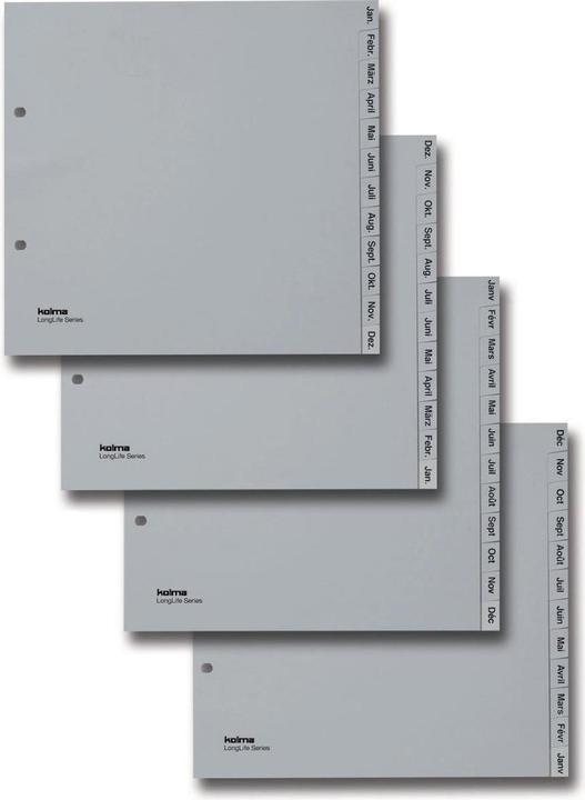 Image du produit Kolma Intercalaire A4 partiellement couvrant Jan-Dec (fr) 12 pcs. gris