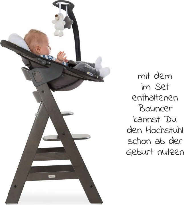 Produktbild Hauck Hochstühle Alpha Charcoal Selectline Newborn Set Deluxe - 4-tlg. (Hochstuhl)