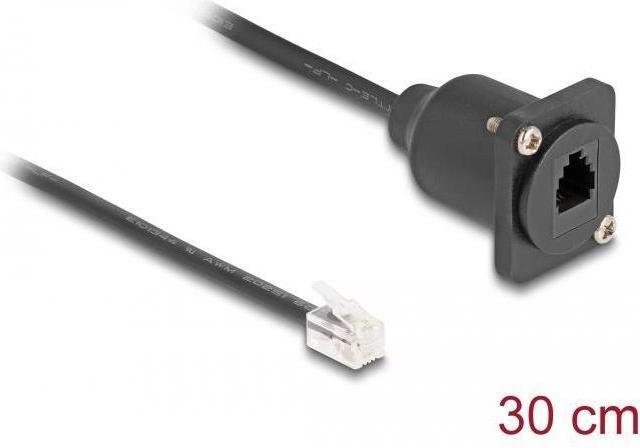 Produktbild Delock D-Typ RJ10 Kabel Stecker zu Buchse schwarz 30 cm