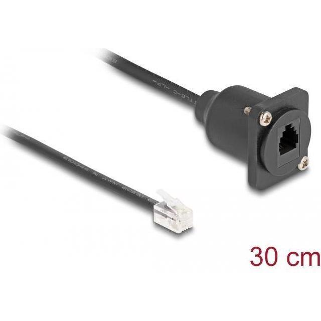 Thumbnail - Delock D-Typ RJ10 Kabel Stecker zu Buchse schwarz 30 cm, Telefon Zubehör