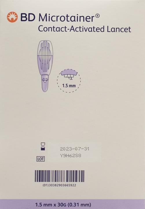 Produktbild BD kontaktaktivierte Lanzette für die Kapillarblutentnahme 30Gx1.5mm lila (Lanzette)