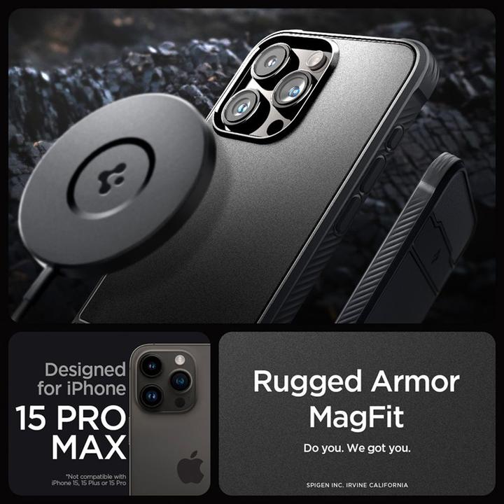 Produktbild Spigen Rugged Armor MAG iPhone 15 Pro Max 6,7" Magsafe czarny/matte black ACS06561 (Apple iPhone 15 Pro Max)