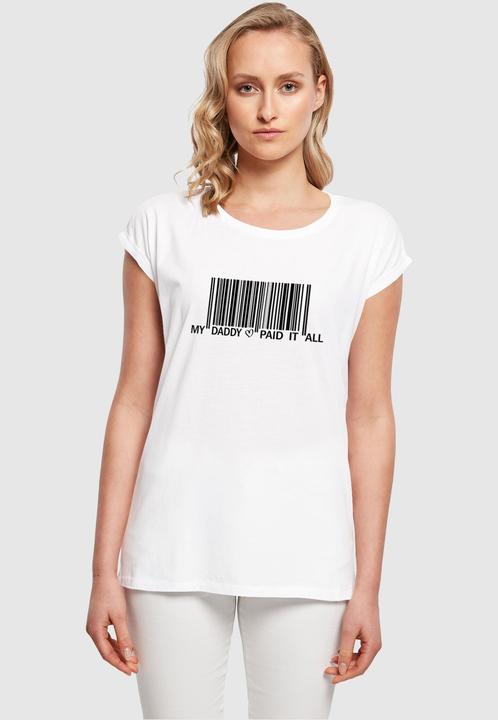 Actual product image Merchcode Ladies Dad Pay Barcode Extended Shoulder Tee - 112361 (XL)