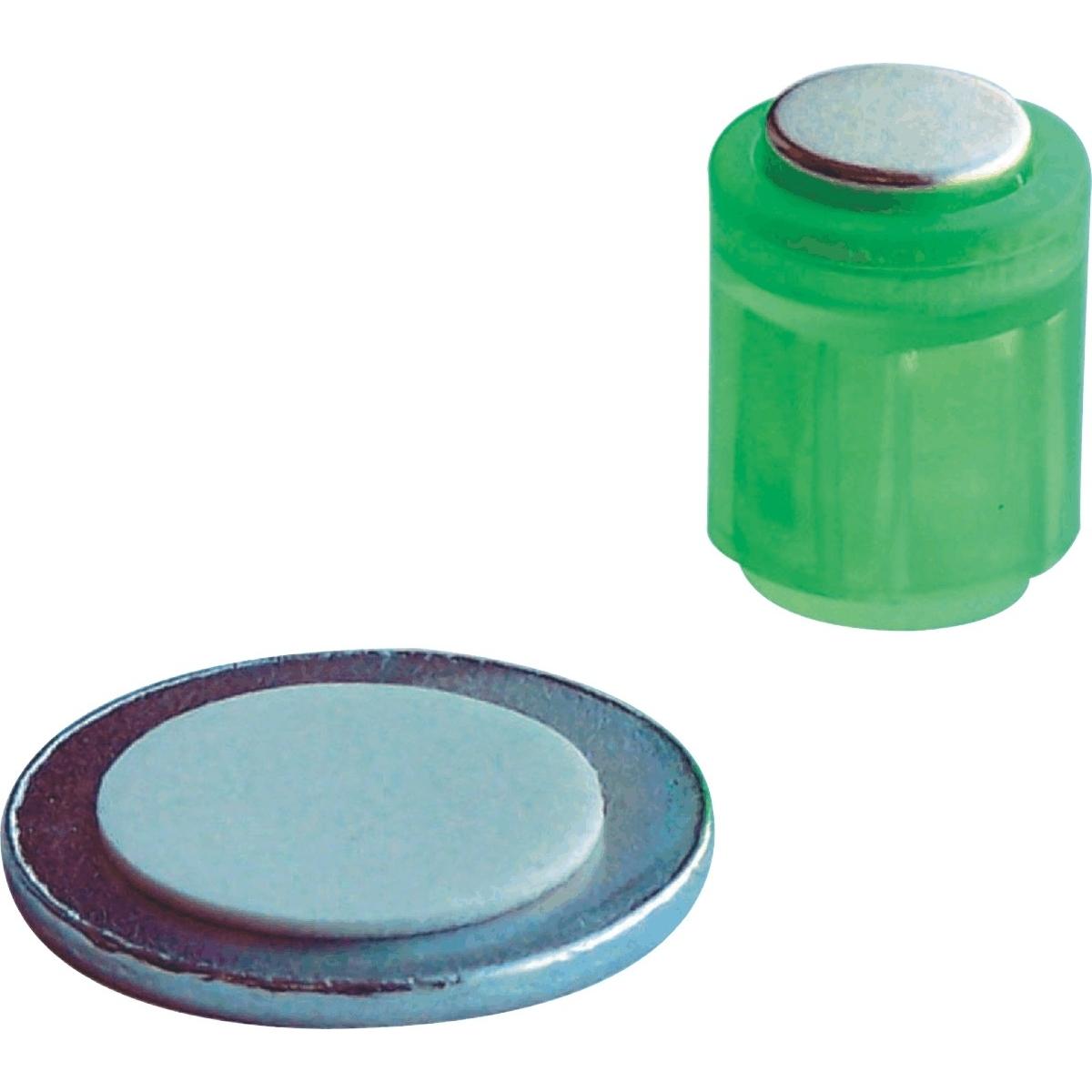 Laurel, Magnet, Magnet Zylinder 14x9mm mit selbstklebender Metallscheibe bis 1900g VE=4 Stück kristallgrün (4 x)