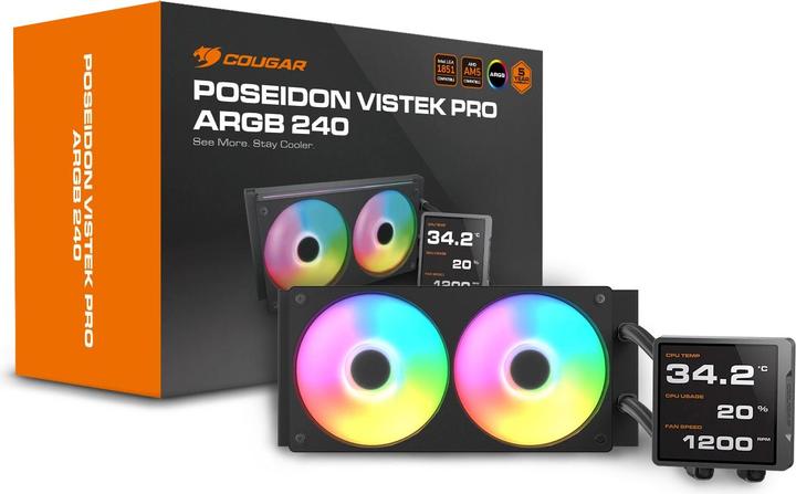Produktbild Cougar CPU Wasserkühlung Poseidon Vistek Pro 240,ARGB,Schw.